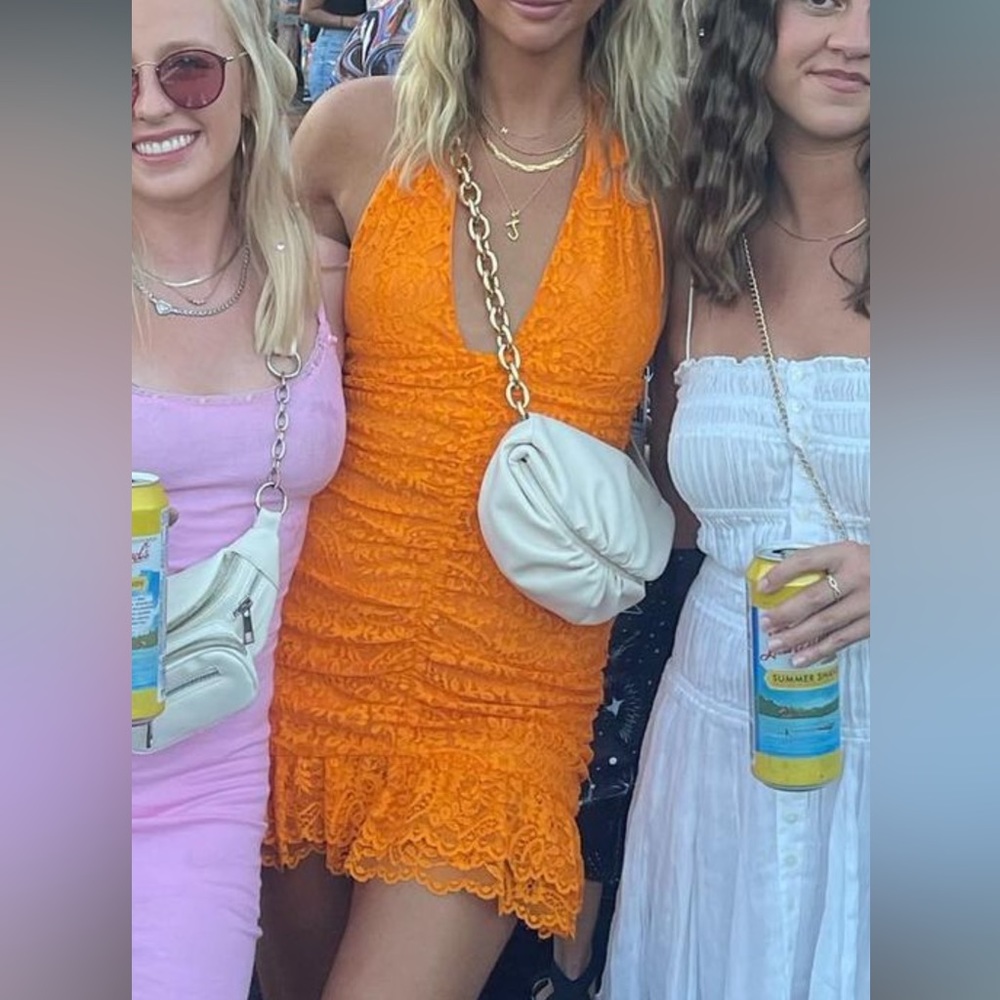 Orange Lace For Love and Lemons Halter Dress